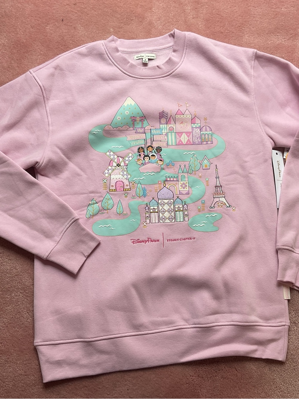 Disneyland Disney adults Stoney clover small world sweatshirt nwt